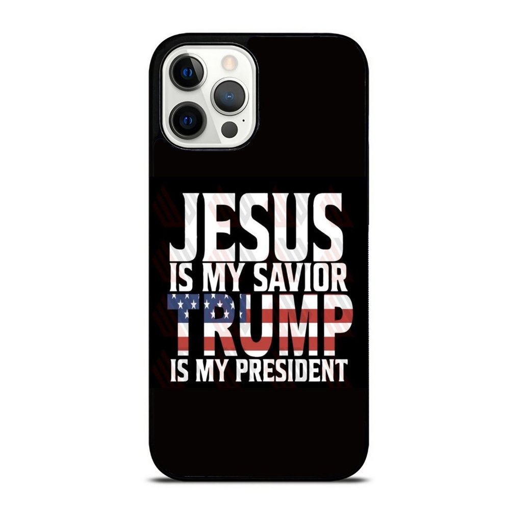 Jesus Is My Savior_ Trump Is My President Patriotic US Flag Pro iPhone Case - Picture 1 of 1